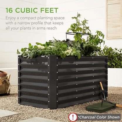 Best Choice Products 4x2x2ft Outdoor Metal Raised Garden Bed, Deep Root Planter Box for Vegetables, Flowers, Herbs w/ 119 Gallon Capacity - Royal Red
