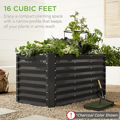 Best Choice Products 4x2x2ft Outdoor Metal Raised Garden Bed, Deep Root Planter Box for Vegetables, Flowers, Herbs w/ 119 Gallon Capacity - Galvanized