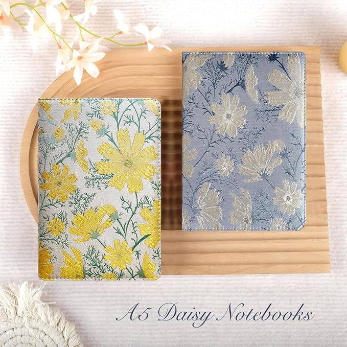 ipoul Floral Notebook, Journal for women, A5, Hardcover, 6x8, Ruled Pages, Lay Flat, Pretty, Daisy Notebook, Yellow, Reading Journal, Writing Notebook, Personal Journal