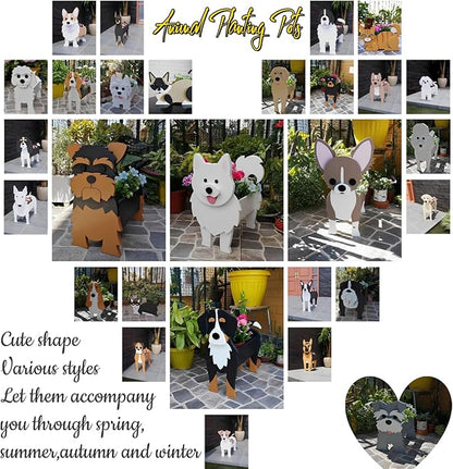 Bichon Frise Dog Planter Plant Pots,Cute Large Dog Flower Planter,Gifts for Pet Lovers,Unique Animal Plant Pots,Office,Indoor Outdoor Garden Decor(9.84 * 9.06 * 17in)
