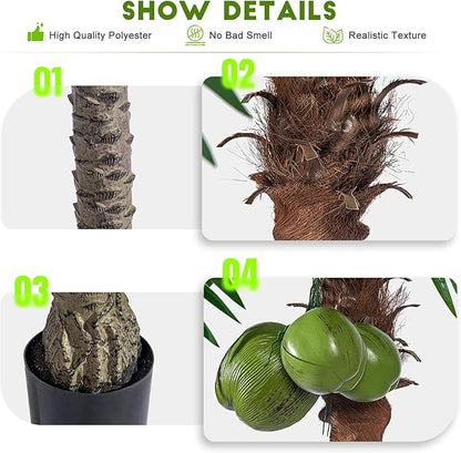 Big Faux Tropical Phoenix Trees Large Artificial Palm Tree Indoor Outdoor Realistic Floor Plants Tall Fake Plant for Modern Home Living Room Office Decor Porch Outside Patio arboles para decoracion
