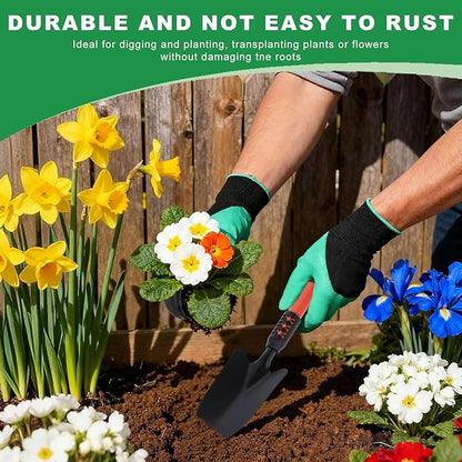 Garden Tool Set, 4 Pack Gardening Tools, Stainless Steel Heavy Duty Hand Cultivator, Hoes, Shovel, for Planting Weeding Digging, Gardening Gifts for Women,Orange