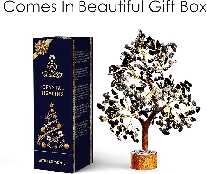 Seven Chakra Tree of Life Crystal Decor – Feng Shui Money Tree for Good Luck – Spiritual Positive Energy Healing Gemstone Attraction Wealth Crystal Decoration for Home Office