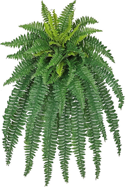 Ferns Fake Plants 50 Fronds Artificial Plants Outdoor 35" Long Fake Fern Look Real Large Plant Artificial Ferns Potted | Hanging Boston Fern | Fake Plant Shrubs for Home Garden Porch Farmhouse Decor