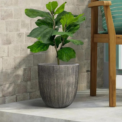 12.4"H Tall Round Plastic Planter for Indoor Outdoor Plants, Large Indoor Outdoor Plant Pots with Drainage Hole and Plug, Flower Pots for Plants, Modern Planter for Home Garden Patio,Vintage Black
