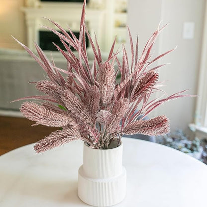 7 PCS Christmas Stems for Vases, 26 in Faux Stems Fake Plants Winter Stem Greenery Branches Fake Leaves Faux Foliage for DIY Craft Garland Home Kitchen Office Indoor Centerpiece Table Decor, Purple