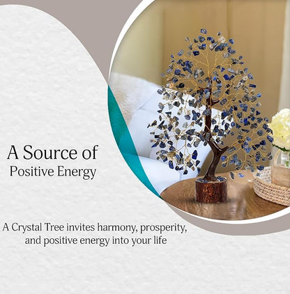 YATSKIA Lapiz Lazuli Crystal Tree - Good Luck Money Tree - Home Office Blue Decor - Feng Shui Stones and Crystals - Housewarming Gift for Women
