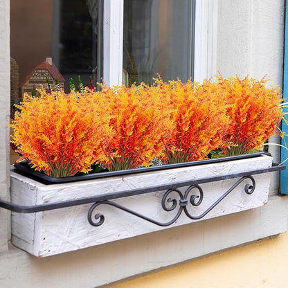 20 Bundles Artificial Fall Lavender No Fade Faux Autumn Plants Fake Flowers No Fade Faux Plastic Plants Thanksgiving Season Harvest Decoration (Golden)
