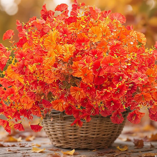 16 Bundles Artificial Fall Flowers No Fade Faux Autumn Plants, Fake Indoor Outdoor Greenery for Thanksgiving Table Centerpiece Christmas Wedding Party Home Garden Fireplace Décor