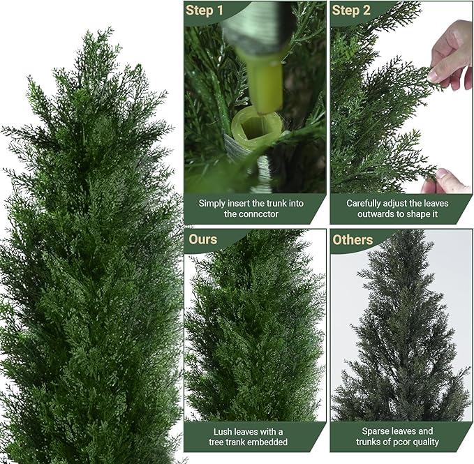 3FT Artificial Topiary Cedar Trees with Pot, Fake Cedar Christmas Tree for Indoor Outdoor Holiday Décor, UV Resistant Faux Evergreen Plant for Porch, Garden, Office, Home Festive Decoration,2Pack