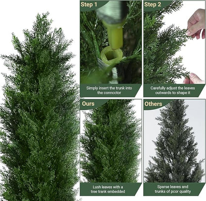 3FT Artificial Topiary Cedar Trees, Fake Cedar Plant with Pot for Indoor Outdoor Decor, Faux Greenery Potted Tree, UV Resistant Artificial Plants for Home Garden Office Porch