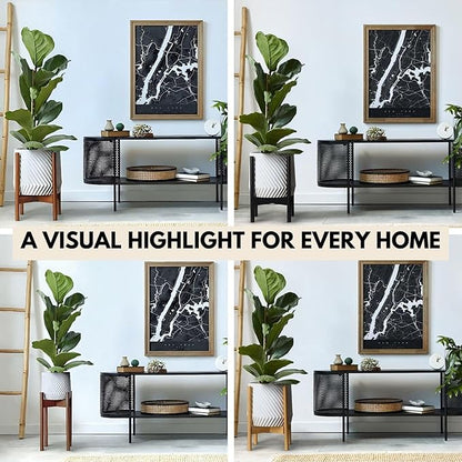 Fox & Fern Adjustable Tall Plant Stand Indoor — 8 to 12 Inch Premium Mid Century Bamboo Plant Stand with Adjustable Width; Plug In Design; Easy to Assemble; Two Heights - For 8, 9, 10, 11 & 12 In Pots