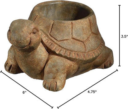 Classic Home and Garden Cement Buddies Animal Planter - Cute Desk Decoration - UV Coated Animal Vase w/Removable Drain Plug - Succulent Planter for Indoor/Outdoor Use (Turtle Planter, Rust, Small)