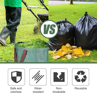 abcGoodefg Reuseable Yard Waste Bags, 72 Gallon Collapsible Lawn and Leaf Bags 3 Pack, Yard Bags Heavy Duty Extra Large wih Gardening Gloves, Garden Weed Trash Bags for Leaves Debris