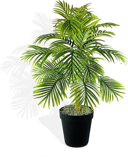 3.3ft Fake Palm Tree - Realistic Fade Resistant Fronds, No Maintenance, Large Indoor Artificial Plant in Black Pot - Living Room, Home & Office Decor
