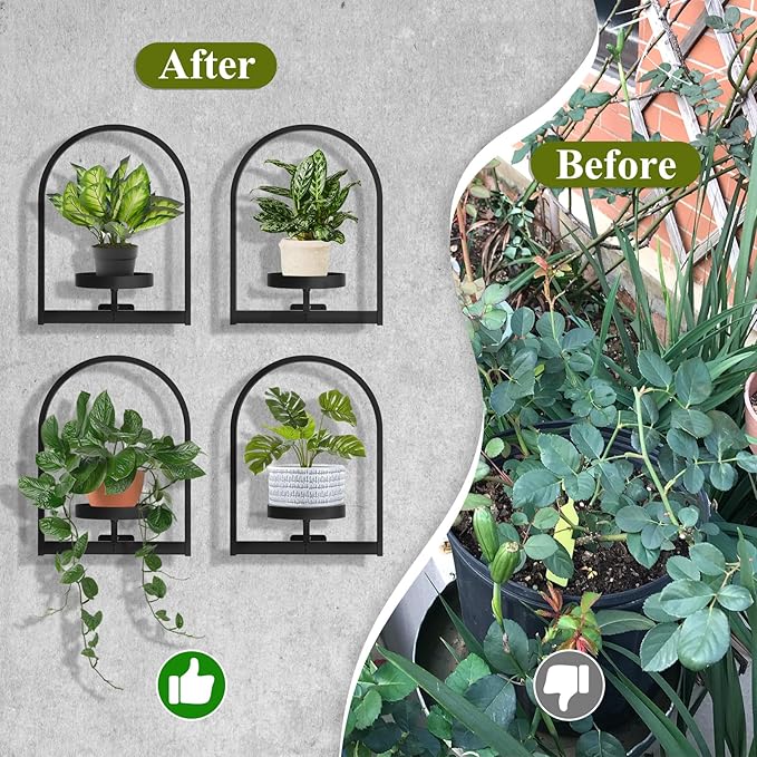 PEKGRIL 2 Pack Wall Plant Holders, Metal Window Planters Shelves, Indoor Plants Stands, Wall Decor Planter Hanging Shelf, Gifts for Plant Lovers