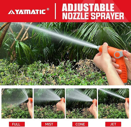 YAMATIC Garden Hose Nozzle with High Pressure Jet, Water Spray Nozzle with Thumb Control On Off Valve for Watering Garden, Washing Cars, and Showering Pets - ABS Comfortable Anti-slip Grip, 2PCS