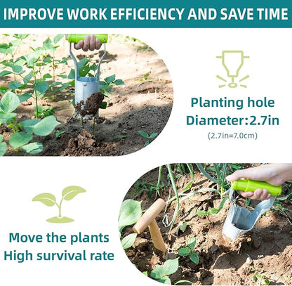 Gardening Planting Tool Set, Convenient for Digging Holes/Filling pits - with Depth Marking, More evenly Plants Tulips, Daffodils, Dahlias, for Planting Bulbs, Moving Plants (Light Green Suit)
