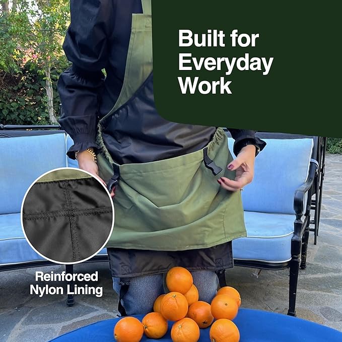 Rocklin Garden Apron – Heavy Duty Canvas Garden Apron For Women & Men | Waterproof Lining With Deep Harvest Pouch