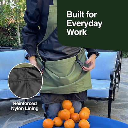Rocklin Garden Apron – Heavy Duty Canvas Garden Apron For Women & Men | Waterproof Lining With Deep Harvest Pouch