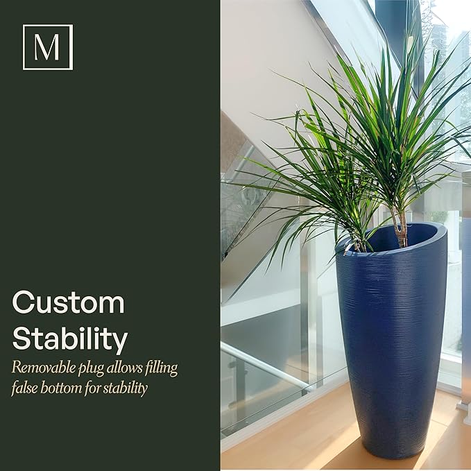 Mayne Inc. Modesto 32in Tall Planter - Neptune Blue - 16in L x 16in W x 32in H - 6 Gallons of Soil Capacity (8880-NB)