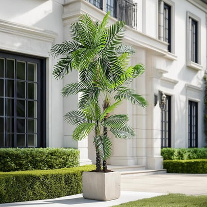 9.1FT Artificial Phoenix Palm Tree Artificial Plants Indoor Outdoor Large Faux Coconut Silk Palm Tree Tropical Fake Tree Faux Sago Palm Plant for Modern Farmhouse Yard Outside Patio Poolside