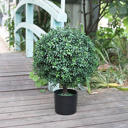 Sunnyglade 21.6” Tall Artificial Boxwood Topiary Ball Tree Set of 2 Pack Potted Bushes UV Resistant Potted Plants for Indoor Outdoor Home Garden(Green)