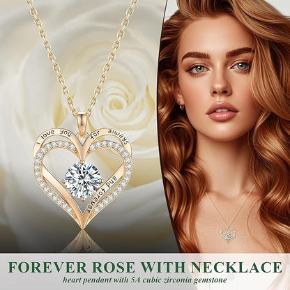 Preserved White Rose with Heart Necklace, Eternal Real Rose, Romantic Rose Flower Gifts for Women, Mom, Wife, Girlfriend, Anniversary, Birthday, Mother’s Day, Valentines Day(White)