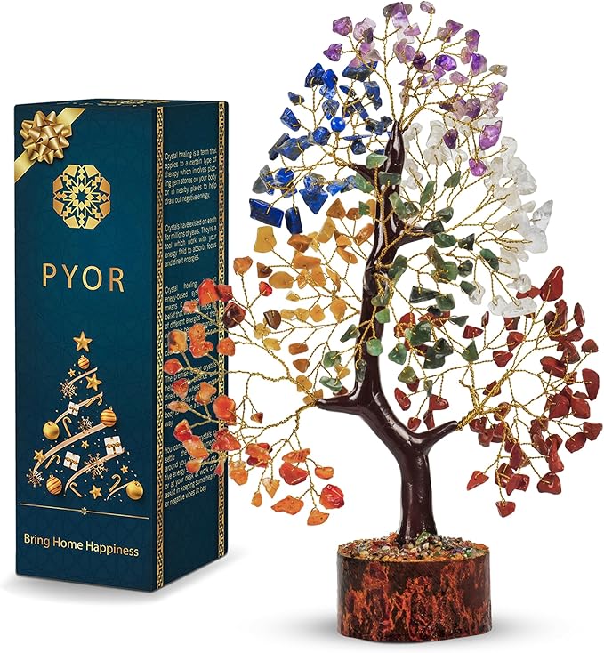 PYOR 7 Chakra Tree of Life Crystal Tree – Spiritual Healing Crystals & Stones | Housewarming Gift for New Home | Birthday Gift for Women | Home Decor Office Decor