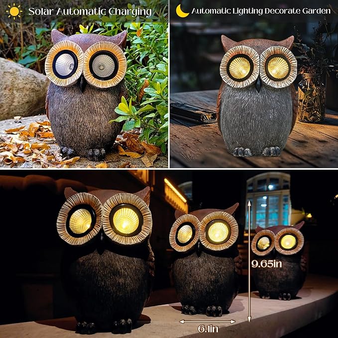 DKJOCKY Owl Gifts for Women, Solar Owl Decorations for Yard, Garden Oranments Outdoor Gardening Gifts for Mom Women Grandma Wife