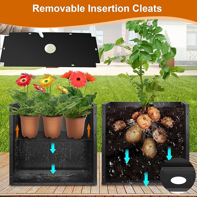Metal Planter Box 28"x12"x28", Rectangular Steel Planter Box Frost Proof Rust Resistant Indoor&Outdoor, Heavy Duty Steel Planter for Commercial and Residential Use