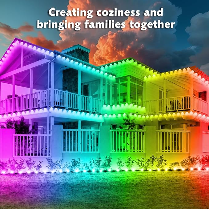 SINLEY 400FT Permanent Outdoor RGB Lights,Waterproof Smart LED Eaves Lights with App/Remote Control,for Christmas and All Holiday Decor,Daily and Accent Lighting,House Roof and Garden Lighting