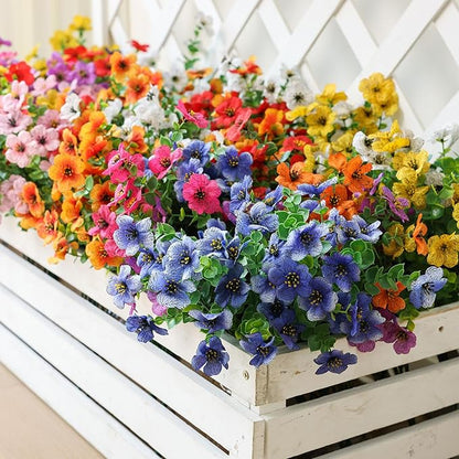 mizii Artificial Flowers for Outdoors 20 Bundles Realistic Faux Silk Flower UV Resistant Fake Plants Outside Decorations for Patio Garden Balcony Yard Porch Summer Indoor Home Decor (Blue)