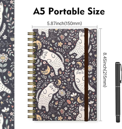 Cute Spiral Journal Notebook,Binding with Premium Paper for Girl Women,Cool Funny 120 Pages,100gsm A5 College Ruled NotebookJournal,Perfect for Gifts Nurse Teacher Women(Cute Cat)
