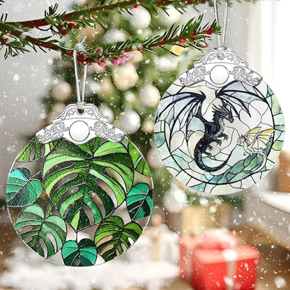 Monstera Plant Ornament – Christmas Decoration & Christmas Ornament; Stained Glass Holiday Decoration (Holiday Present, Bauble Present, Gift Idea, Gift Exchange) | Heirloom Keepsakes