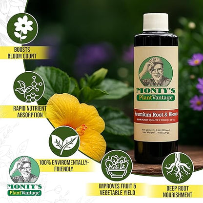 PlantVantage Root & Bloom Fertilizer - Concentrated Liquid Fertilizer for Strong Roots and Big Blooms - Bloom Plant Food for Trees, Shrubs, Flowers and Vegetables - Ideal Soil and Foliar Spray - 8 oz
