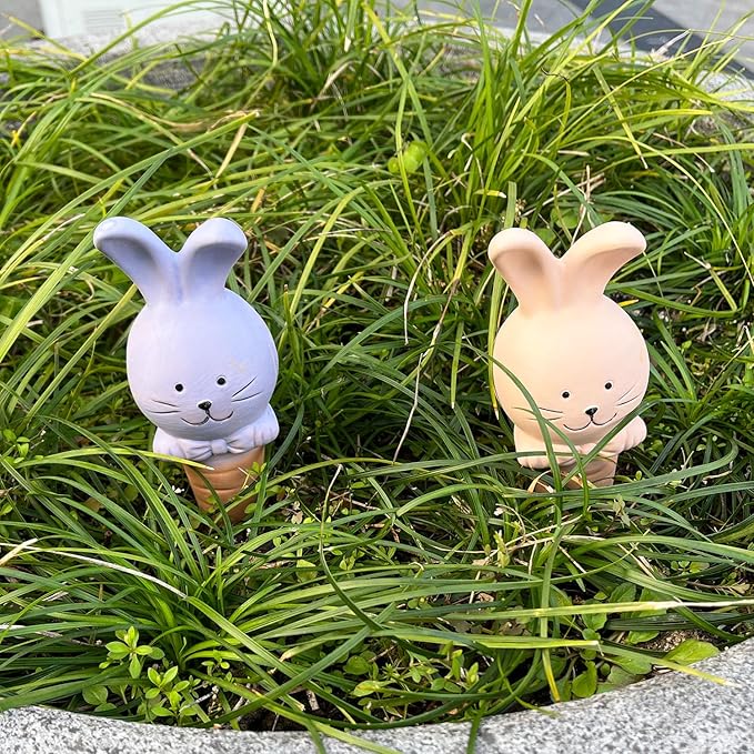 4 Pcs Plant Terracotta Self Watering Spikes, Vacation Plant Self Watering Devices, Clay Plant Watering Stakes Suitable for Indoor Plant Watering Globes Bunny Gifts Women Mom Grandma Wife Rabbit