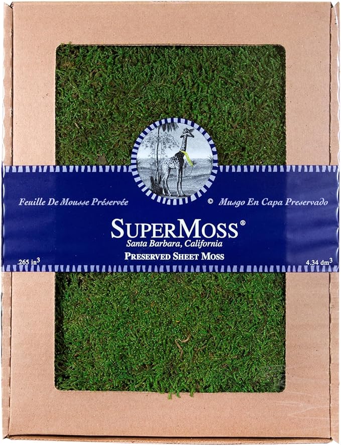 SuperMoss (21485) Sheet Moss – Flat Moss for Plants, Terrariums, Wedding Decor & Crafts, Safe, Non-Toxic, Long-Lasting Green Moss for Indoor Plants, Vivariums & Green Wall Art, 175 Cu. in., Preserved