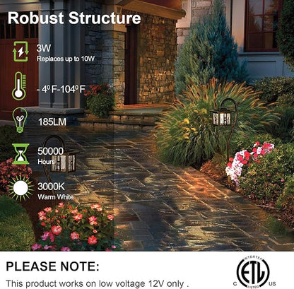 hykolity Low-Voltage Outdoor Integrated LED Landscape Lighting, 3W 185LM Oil-Rubbed Bronze Pathway Light for Yard Lawn, Die-Cast Aluminum Construction, 4-Pack, ETL Listed, 15-Year Lifespan