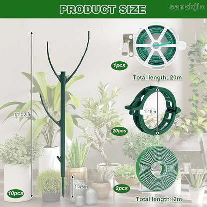 10pack Adjustable Plant Support Pole Stackable Indoor/Outdoor Support Pole with Clamps, Suitable for Supporting Monstera and Climbing Plants, Garden Accessories, Perfect Replacement for Plant Stakes
