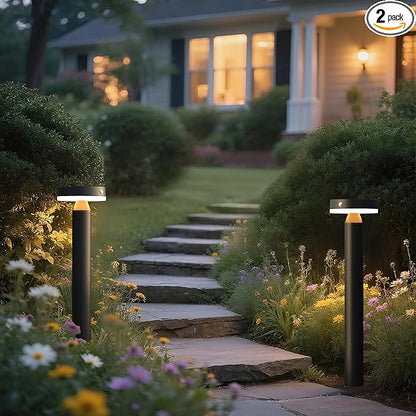 20" Solar Landscape Lights - Outdoor Solar Lights for Yard - PIR Sensor & Two Light Modes - 50lm & 400lm - Rechargeable Battery Last Up to 55 Hours - 3000K - IP44 Weather Resistant - 2 Pack
