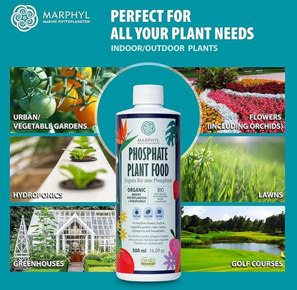 MARPHYL Organic Liquid Phosphate Soil Enhancer. Phosphorus Fertilizer for Garden, Flowers, Vegetables, Succulents, Bamboo, Hydroponics 33.8 oz