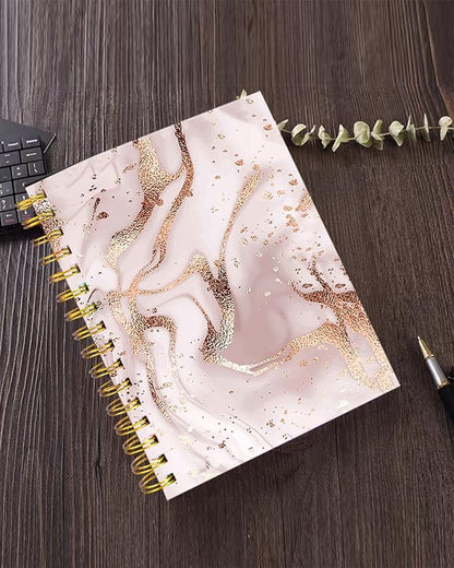 iampanda Chic Spiral Journal Notebook,Strong TwinWire Binding with Premium Paper for Girl Women,Champagne Marble 60 Sheets A5 College Ruled NotebookJournal,Perfect for School Office Home Gifts,Rose