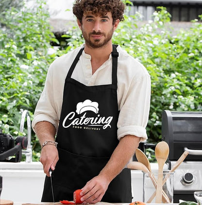 Custom Logo Apron, Personalized Name, Photo Aprons for Men&Women, Adjustable Waterproof Chef Bib with 2 Pockets, Professional Grilling Cooking Kitchen Apron, Customized BBQ, Baking Restaurant Gift
