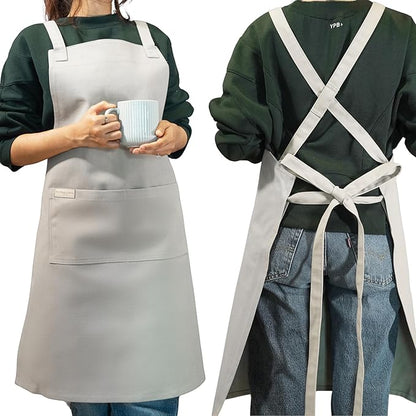 100% Cotton Kitchen Apron with 2 Pockets – Adjustable Chef Apron for Cooking Baking BBQ – Unisex Apron