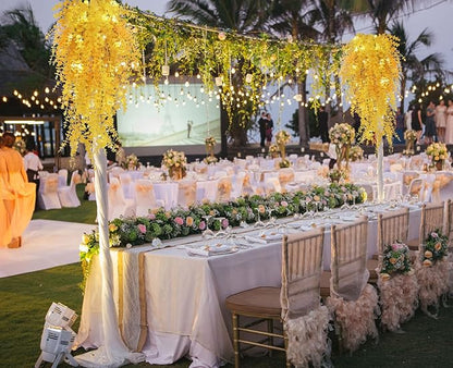 Hanging Plants Indoor Artificial Grass Fake Faux Hanging Plants Outdoor Artificial Plant Wall for Indoor Home Room Wall Outdoor Garden Party Proch Wedding Backyard Arch Decoration(Pure Yellow)
