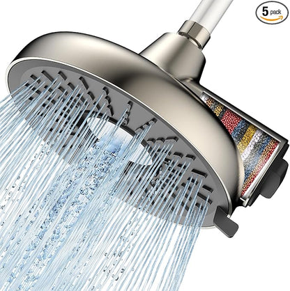 Filtered Shower Head- 8 Inches High Pressure Fixed Rain Showerhead with Filter - filtro para ducha de baño (Blushed Nickel)