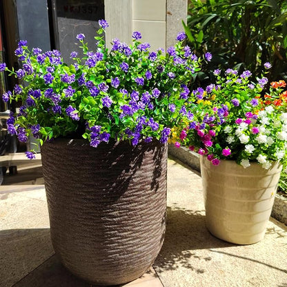12 Bundles Artificial Flowers for Outdoors, UV Resistant Fake Flowers with Plastic Plants, Faux Flowers for Outside Window Box Front Porch Hanging Planter Decor (Purple)