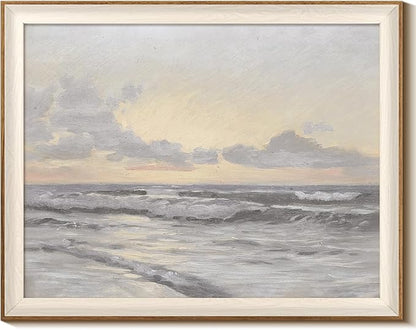 InSimSea Framed Canvas Wall Art Home Decor Coastal Wall Art Paintings Vast Sea under Cloudy Sky Canvas Art Wall Decor Rustic Art for Bathroom Farmhouse Decor Pictures for Living Room 16x20In