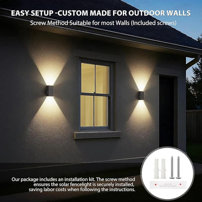 Solar Wall Light Outdoor , 3000/4000/6000K 3 Modes Dusk to Dawn Lighting Wall Sconce IP67 Waterproof Up and Down Solar Lights Outdoor Front Door Light for House, Garage, Porch, Doorway,Fence (8PACK)